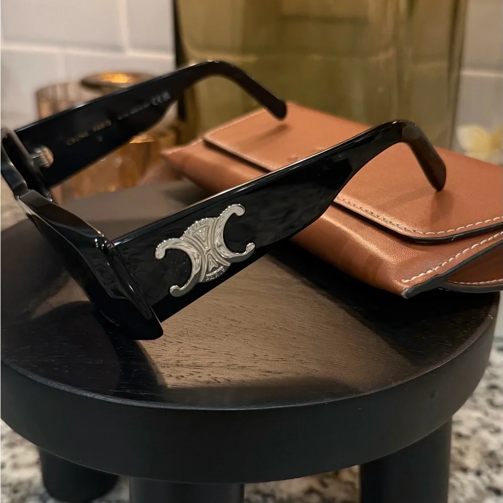 Celine Black Rectangular Sunglasses - Picture 2 of 11